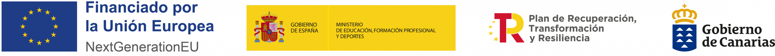 Logos financiadores: Unión Europea, Gobierno de España, Plan de Recuperación, Gobierno de Canarias